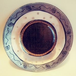 Kay Young signed hand painted glass plate